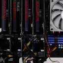 computer repair photo many GPUS in a mother board cropped tightly